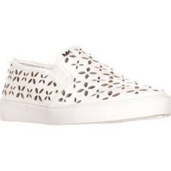 Michael Kors - White Leather Loafer with Silver 6 - Picture 1 of 13